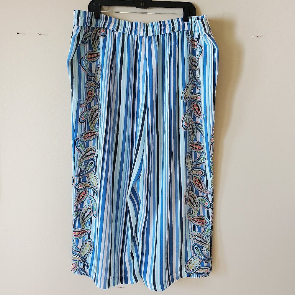 Cest. 1946 Women's Striped Casual Loose Wide Leg Pants SZ 22/24W